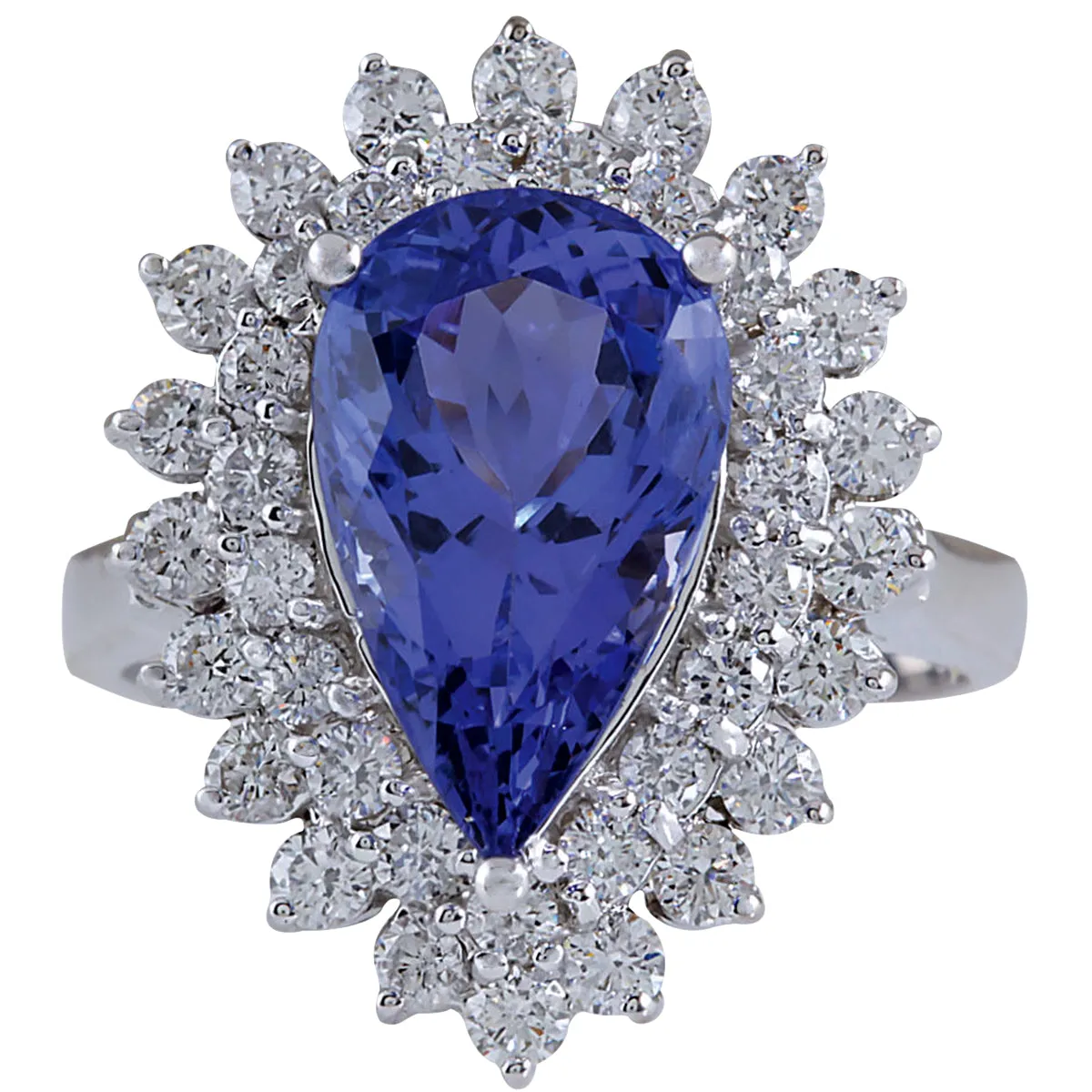 5.73 Carat Natural Tanzanite 14K White Gold Diamond Ring