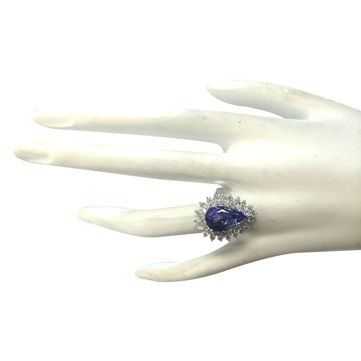 5.73 Carat Natural Tanzanite 14K White Gold Diamond Ring