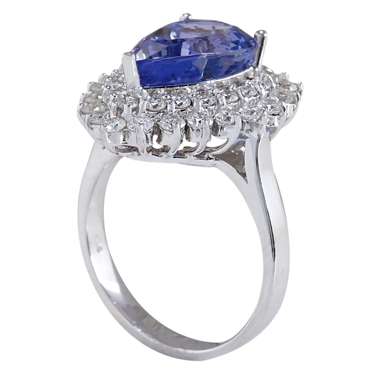5.73 Carat Natural Tanzanite 14K White Gold Diamond Ring