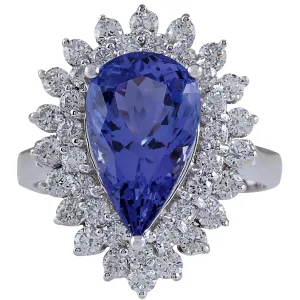 5.73 Carat Natural Tanzanite 14K White Gold Diamond Ring