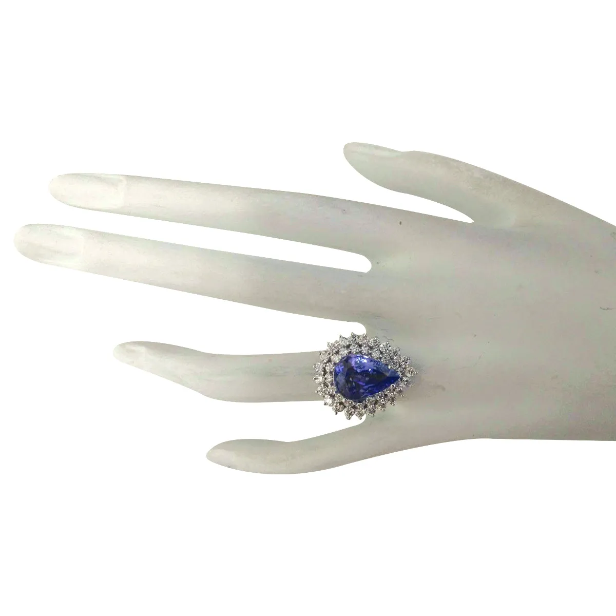 5.75 Carat Natural Tanzanite 14K White Gold Diamond Ring