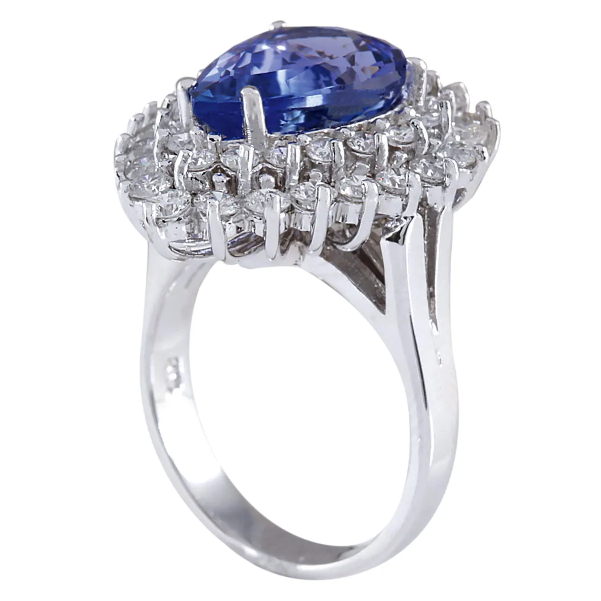 5.75 Carat Natural Tanzanite 14K White Gold Diamond Ring