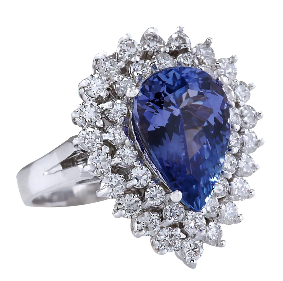 5.75 Carat Natural Tanzanite 14K White Gold Diamond Ring