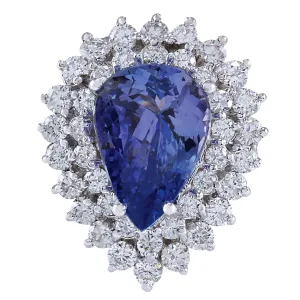 5.75 Carat Natural Tanzanite 14K White Gold Diamond Ring