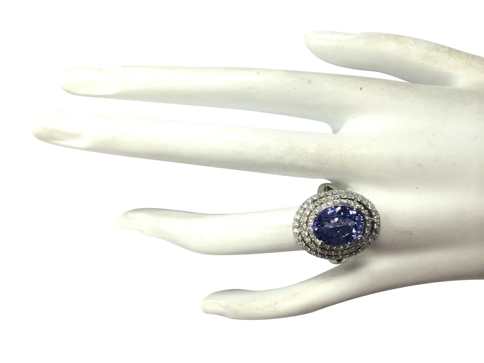 5.89 Carat Natural Tanzanite 14K White Gold Diamond Ring