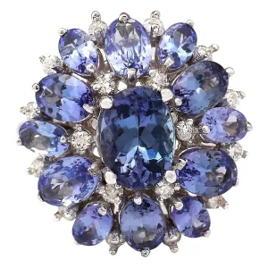 5.90 Carat Natural Tanzanite 14K White Gold Diamond Ring