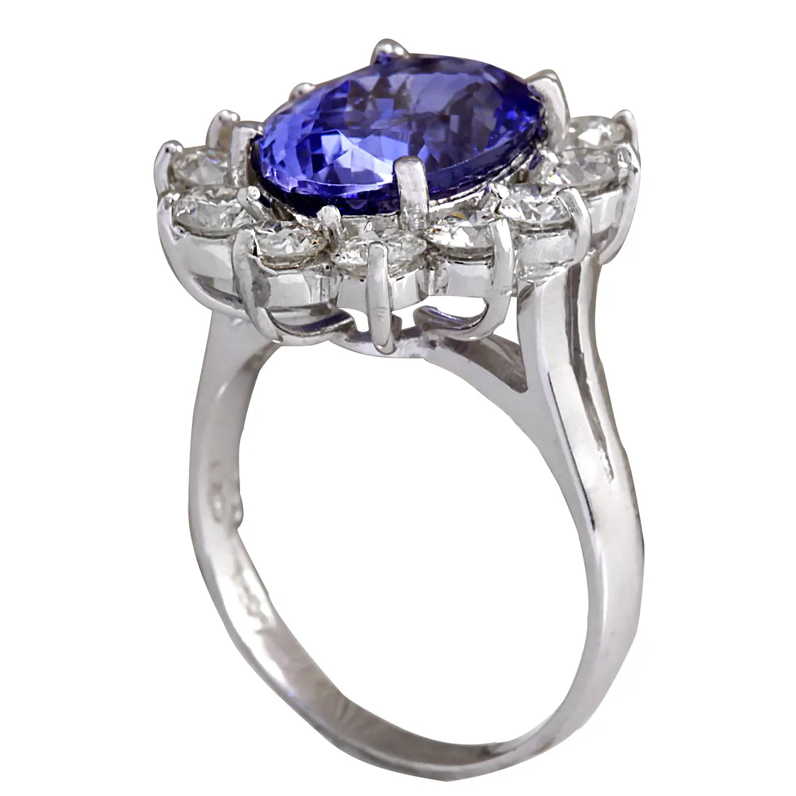 5.98 Carat Natural Tanzanite 14K White Gold Diamond Ring