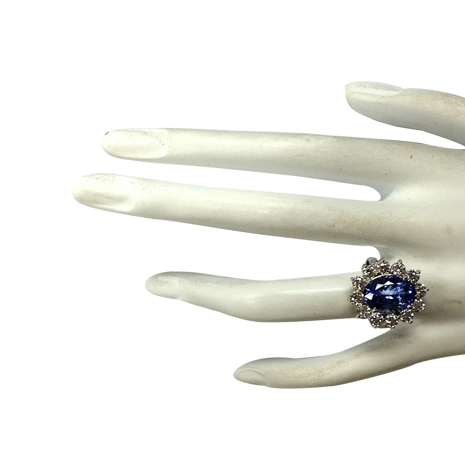 5.98 Carat Natural Tanzanite 14K White Gold Diamond Ring