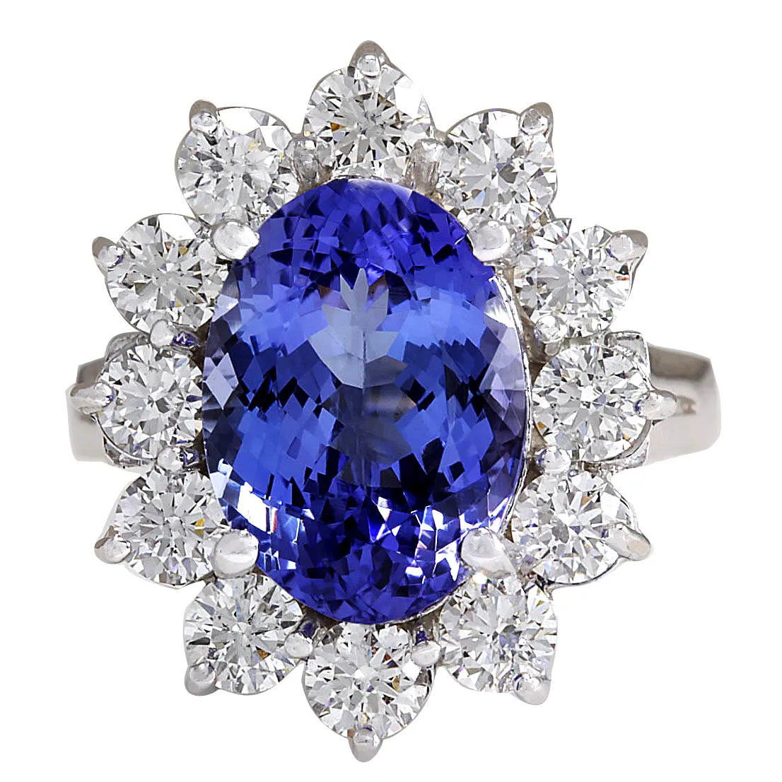 5.98 Carat Natural Tanzanite 14K White Gold Diamond Ring