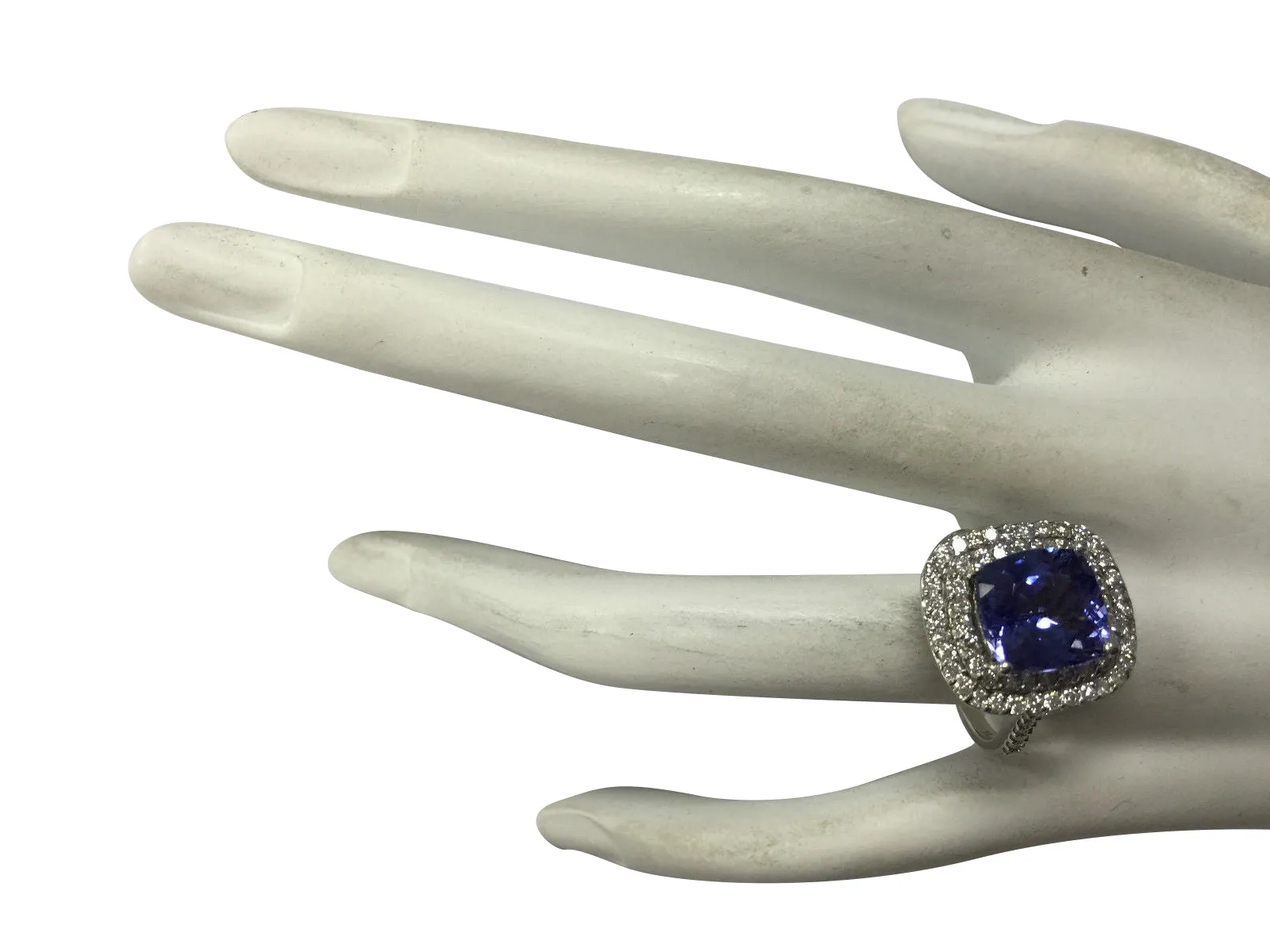 6.09 Carat Natural Tanzanite 14K White Gold Diamond Ring