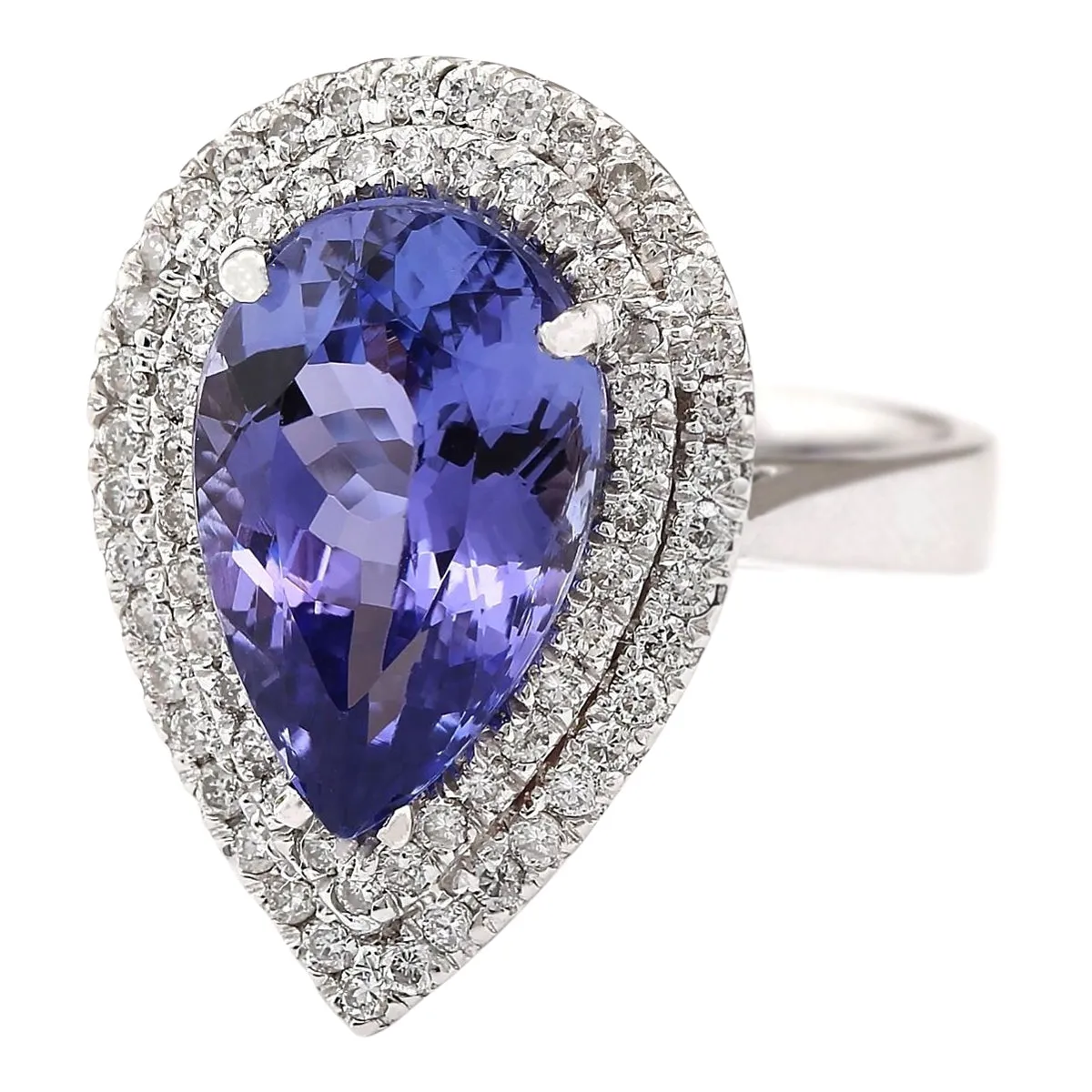 6.28 Carat Natural Tanzanite 14K White Gold Diamond Ring