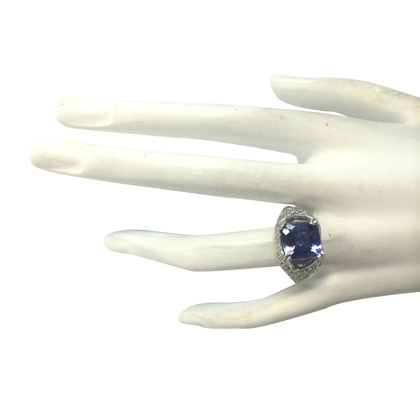 6.32 Carat Natural Tanzanite 14K White Gold Diamond Ring