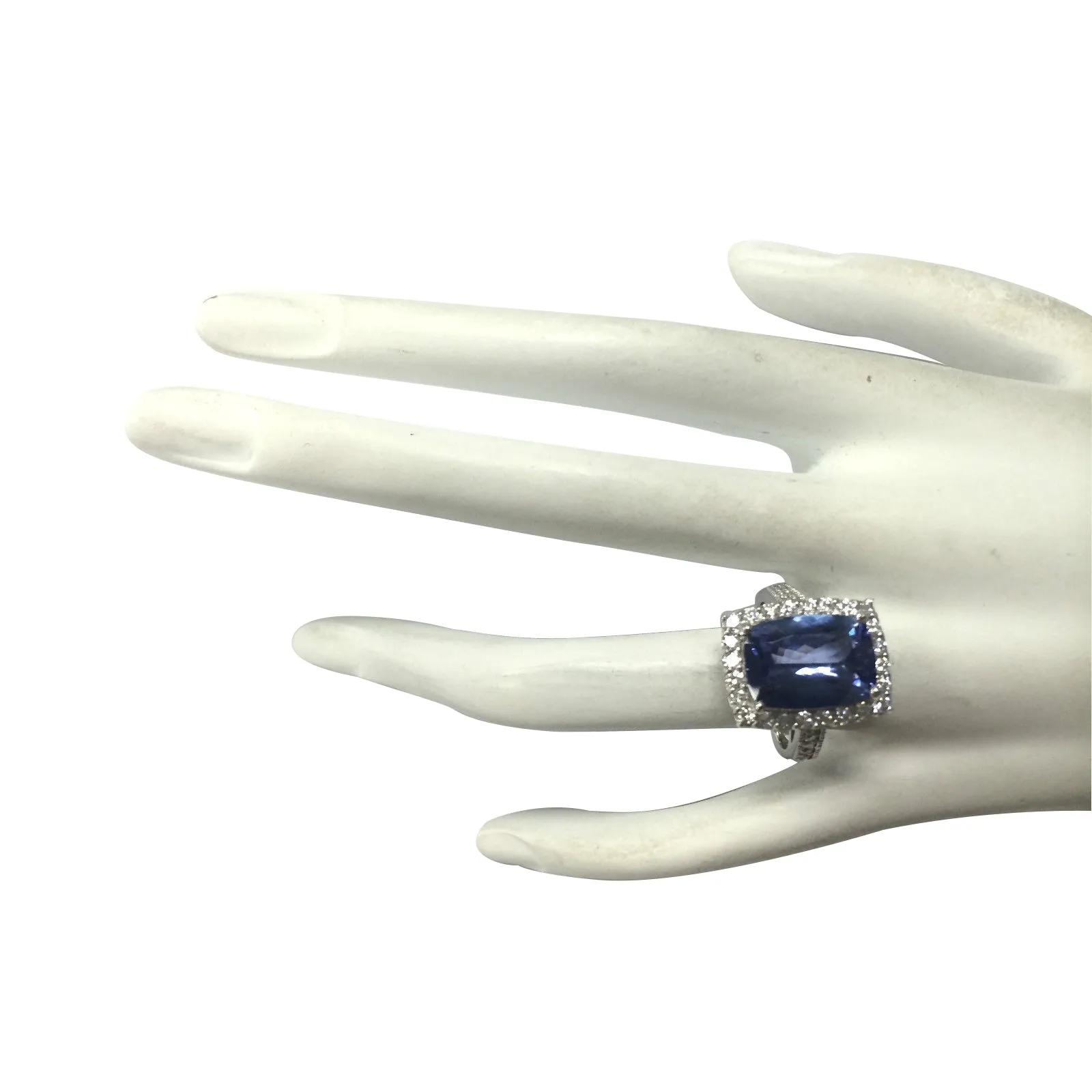 6.74 Carat Natural Tanzanite 14K White Gold Diamond Ring