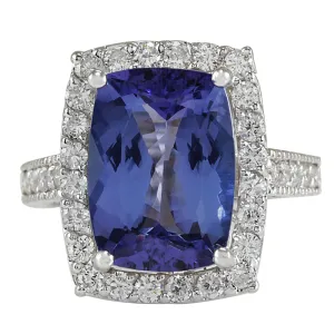 6.74 Carat Natural Tanzanite 14K White Gold Diamond Ring