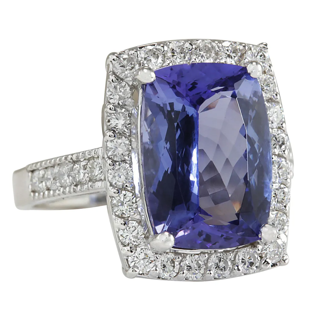 6.74 Carat Natural Tanzanite 14K White Gold Diamond Ring