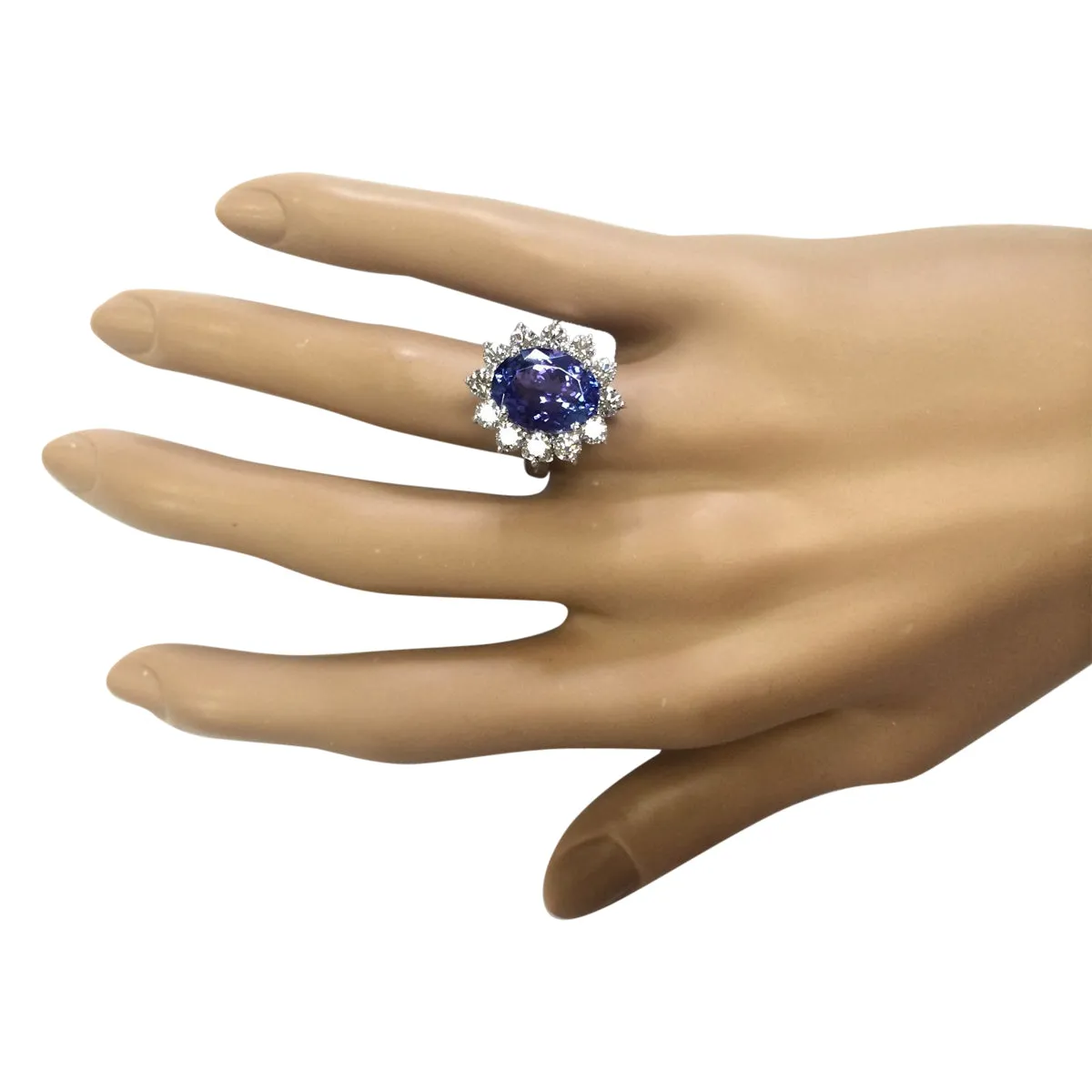 6.78 Carat Natural Tanzanite 14K White Gold Diamond Ring