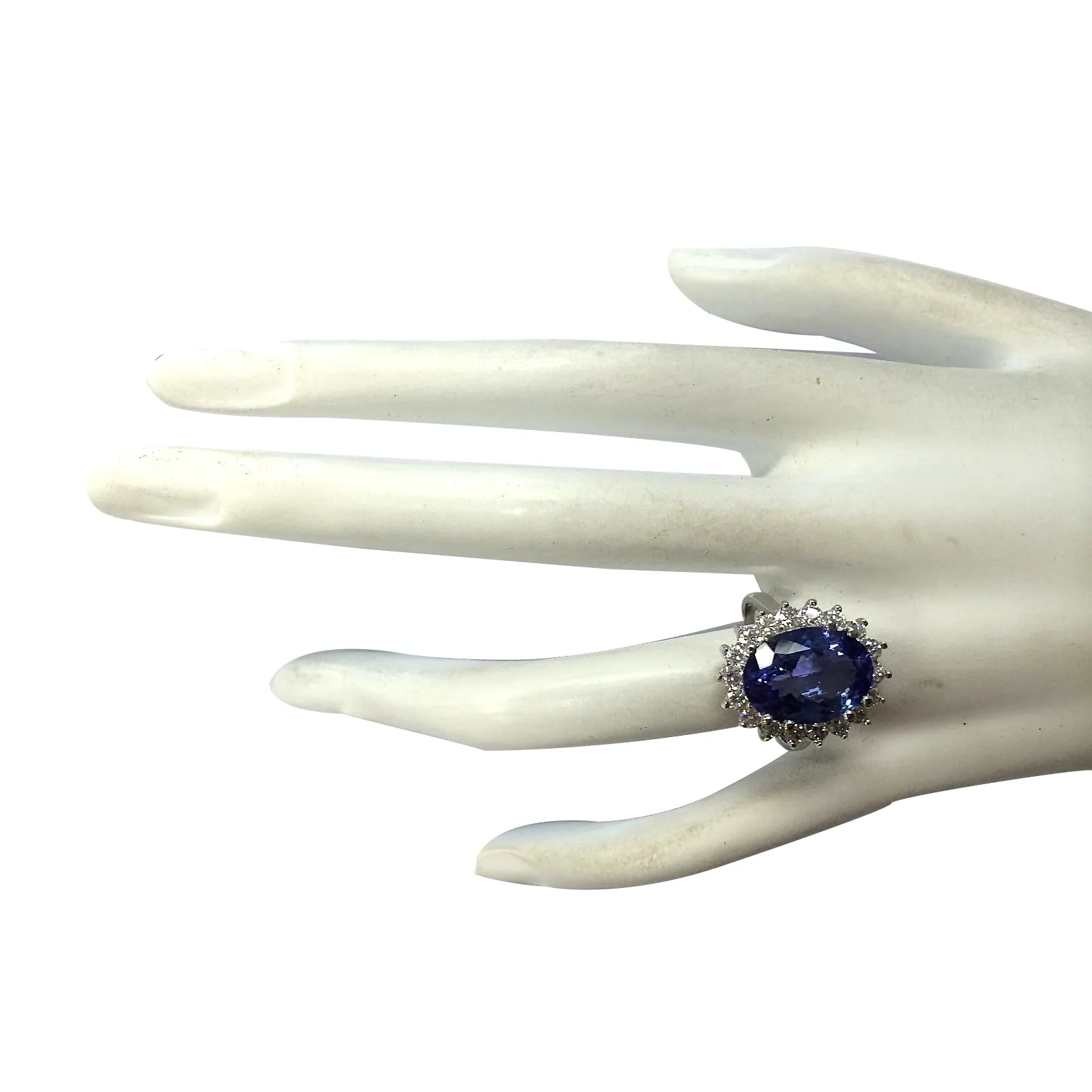 6.80 Carat Natural Tanzanite 14K White Gold Diamond Ring