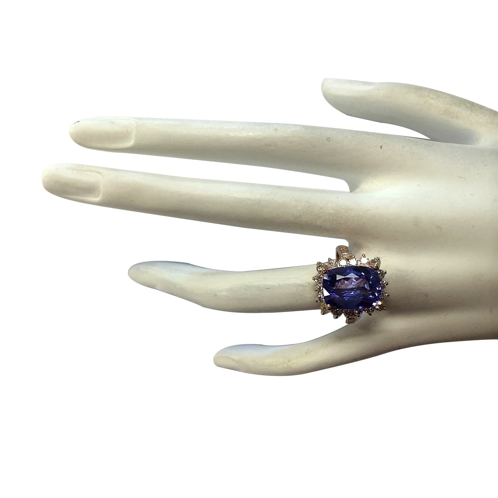 6.89 Carat Natural Tanzanite 14K Rose Gold Diamond Ring