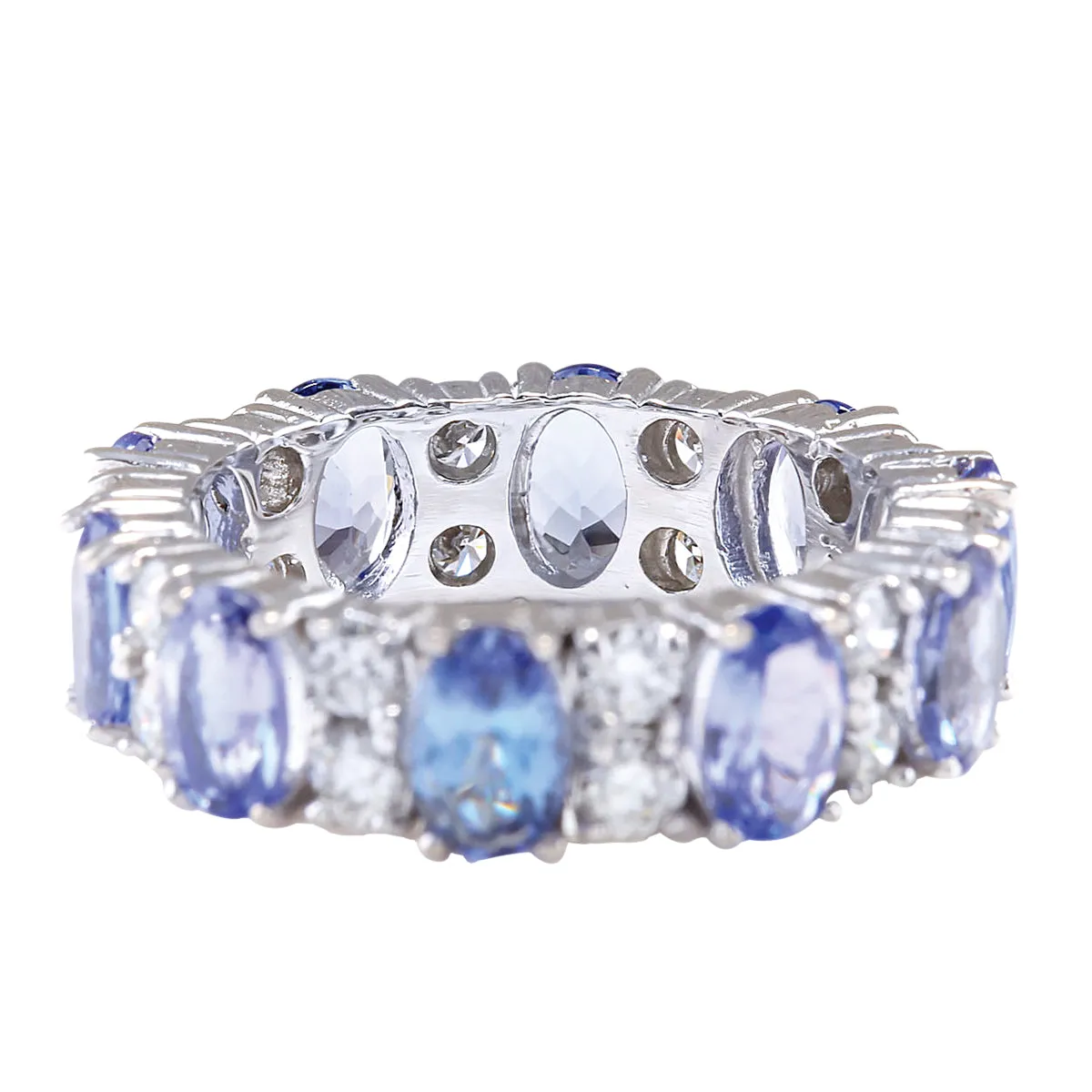 6.94 Carat Natural Tanzanite 14K White Gold Diamond Ring
