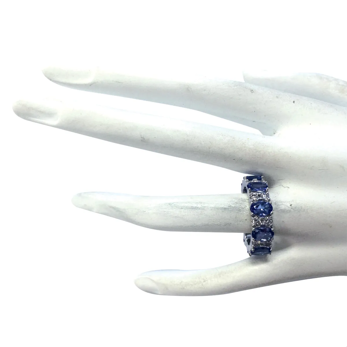 6.94 Carat Natural Tanzanite 14K White Gold Diamond Ring