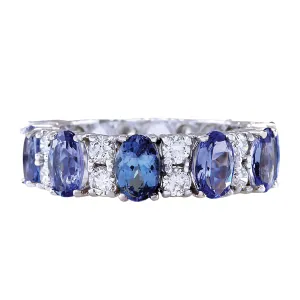 6.94 Carat Natural Tanzanite 14K White Gold Diamond Ring