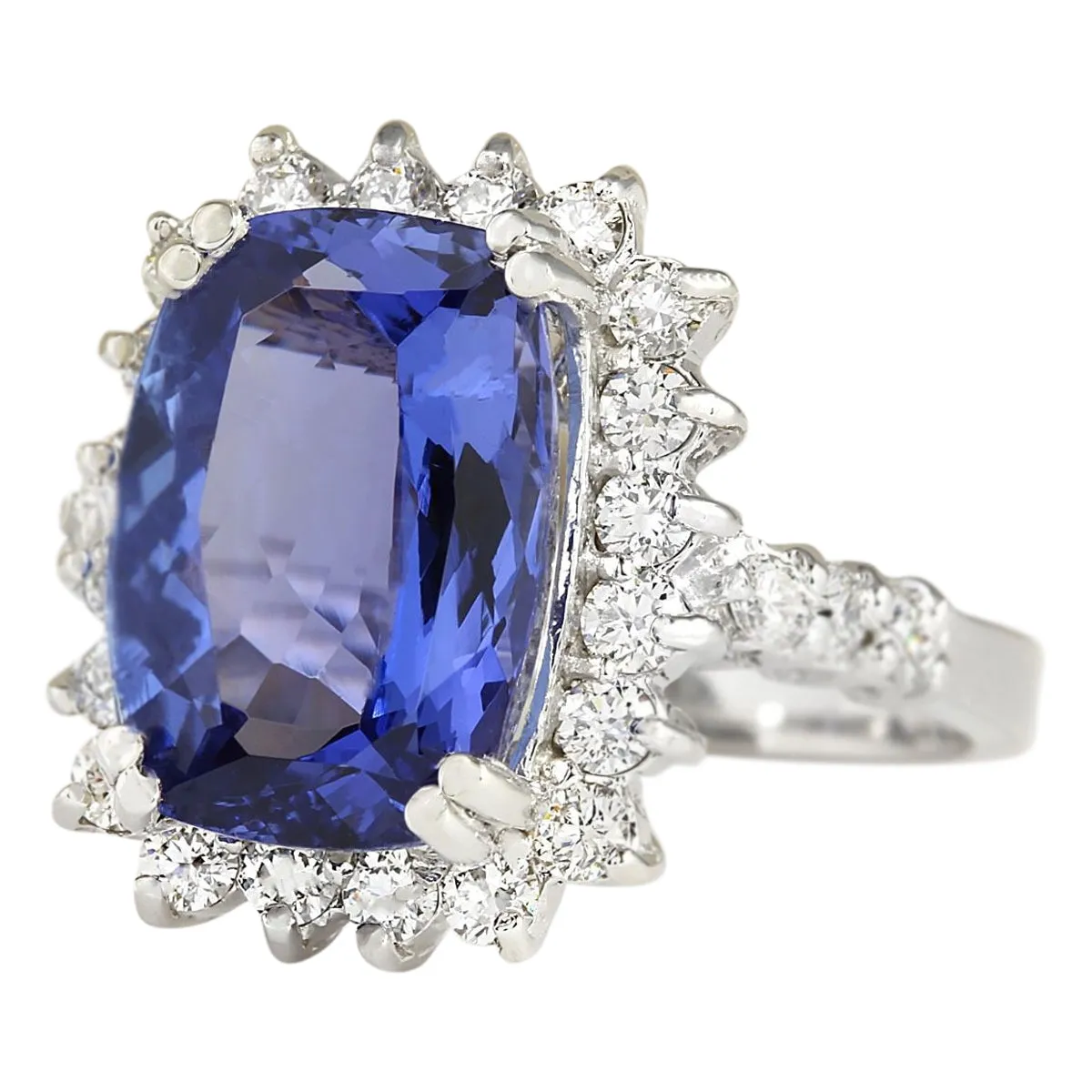 6.99 Carat Natural Tanzanite 14K White Gold Diamond Ring