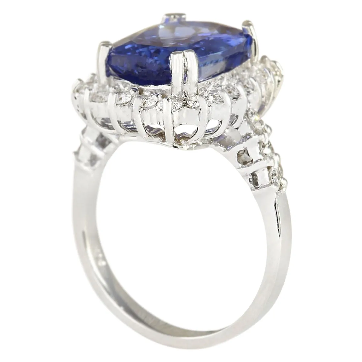 6.99 Carat Natural Tanzanite 14K White Gold Diamond Ring