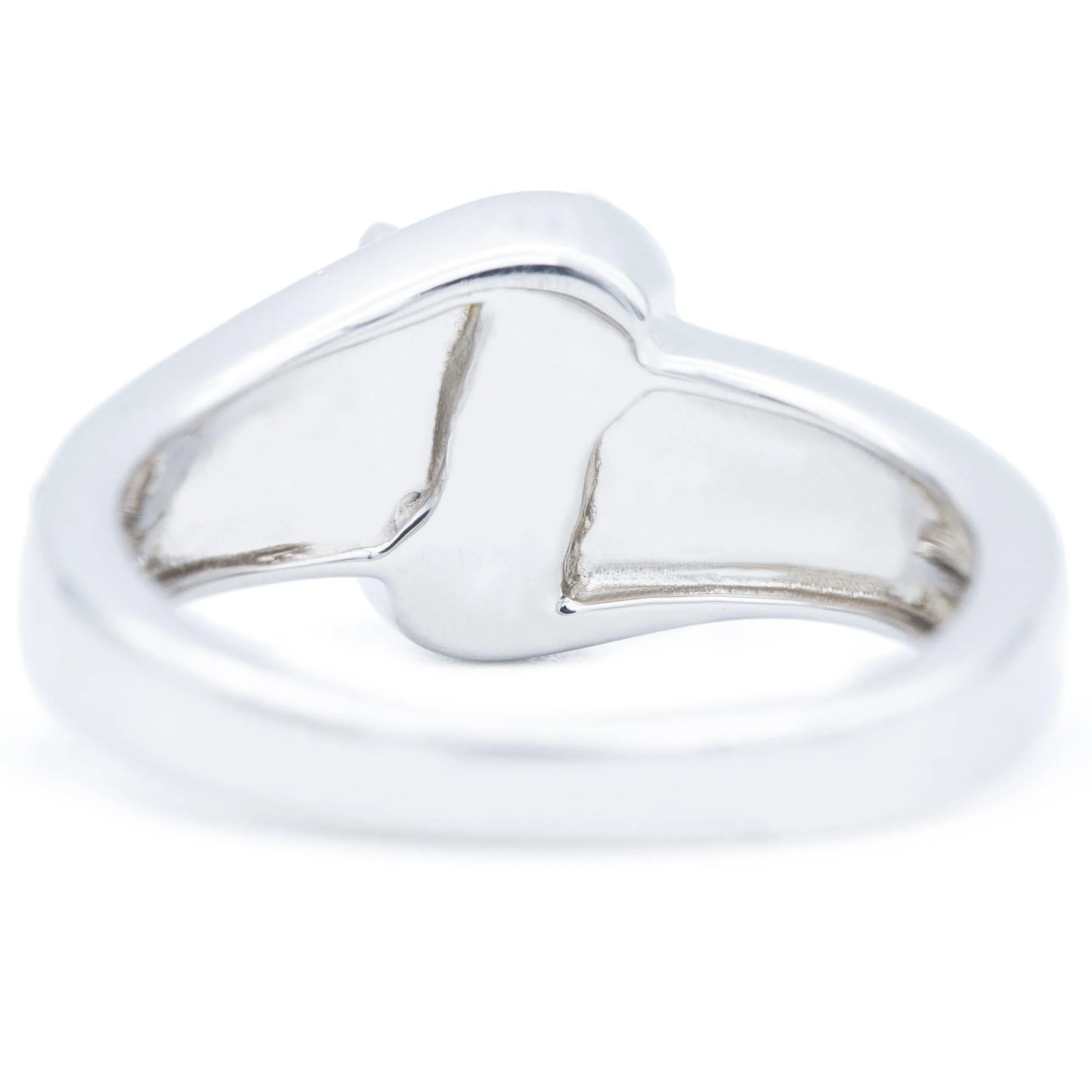 6mm Round Center 14K White Gold Bypass Engagement Ring And Wedding Contour Band Set