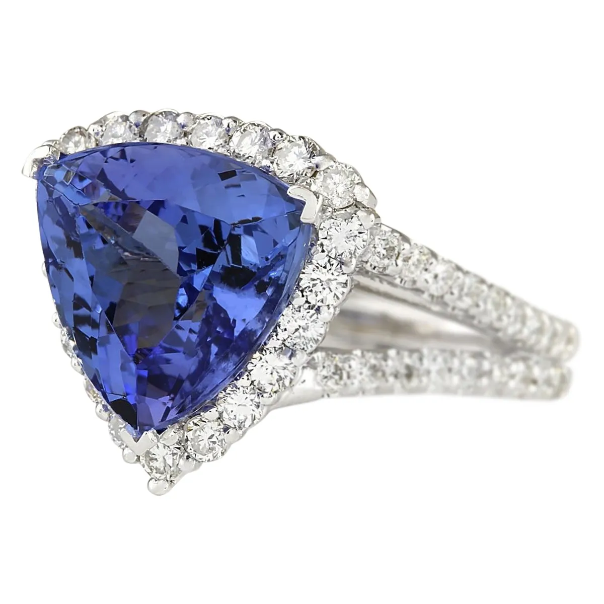 7.07 Carat Natural Tanzanite 14K White Gold Diamond Ring