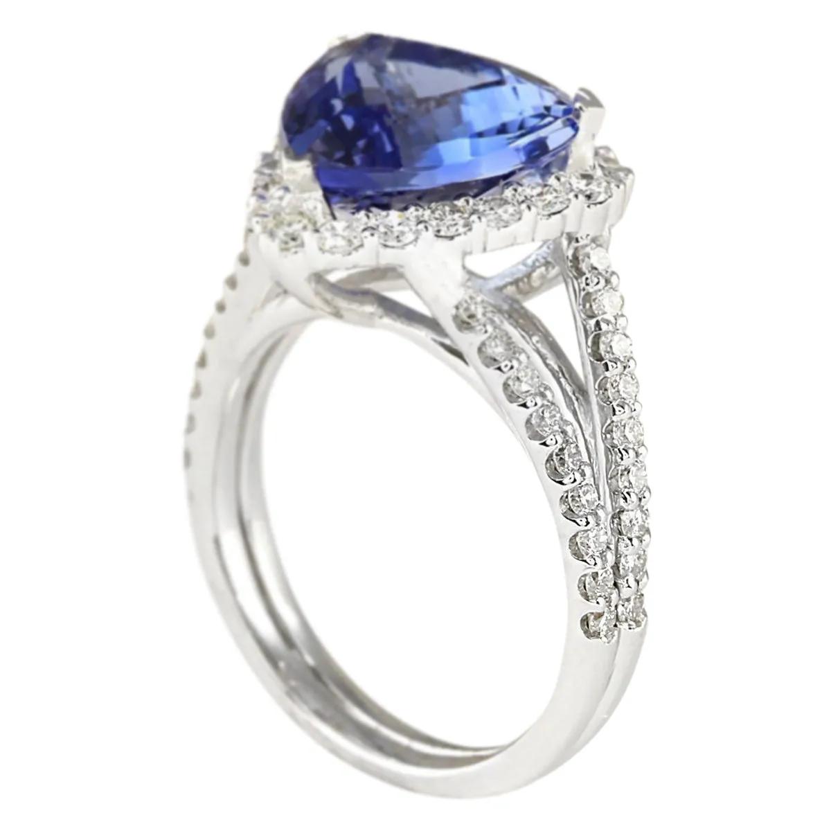 7.07 Carat Natural Tanzanite 14K White Gold Diamond Ring