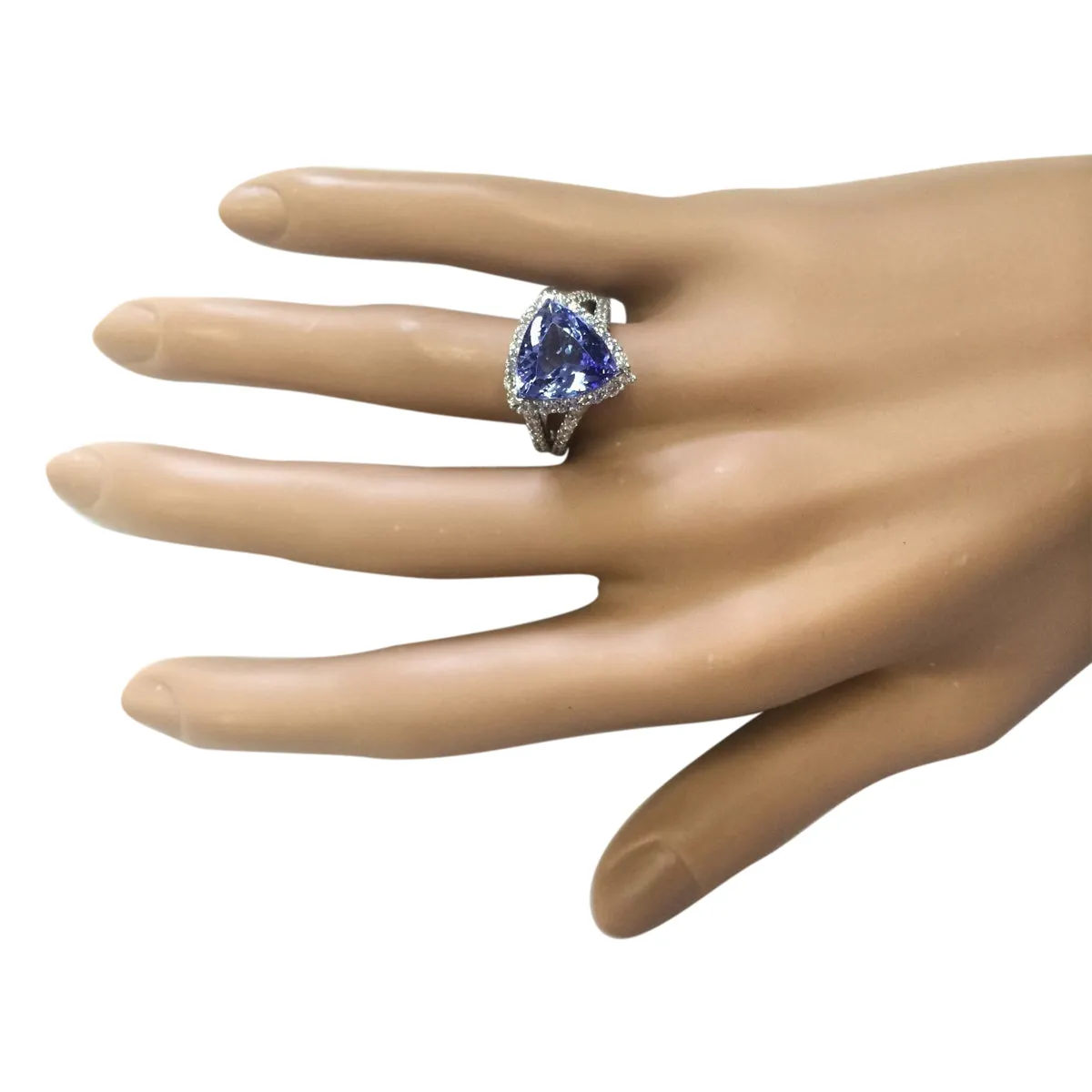 7.07 Carat Natural Tanzanite 14K White Gold Diamond Ring