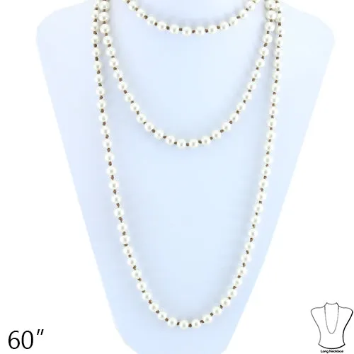 71604 - Layered Beaded  Necklace - Pearl