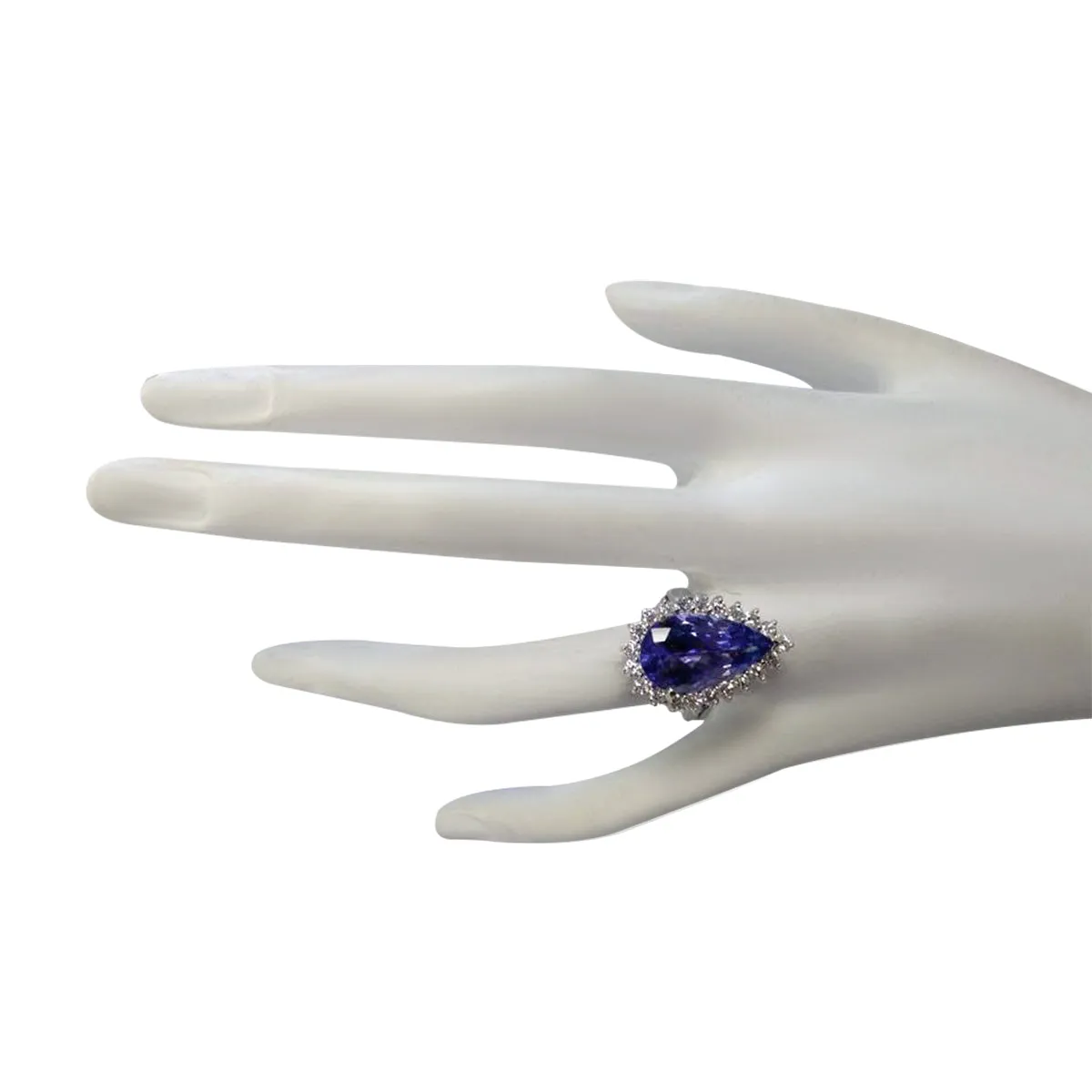 7.26 Carat Natural Tanzanite 14K White Gold Diamond Ring