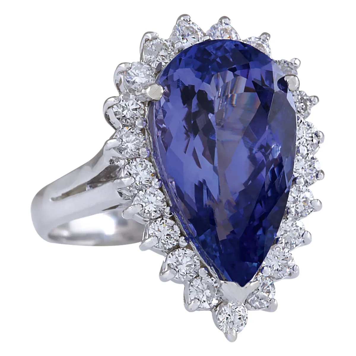 7.26 Carat Natural Tanzanite 14K White Gold Diamond Ring