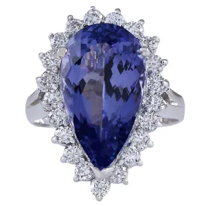7.26 Carat Natural Tanzanite 14K White Gold Diamond Ring