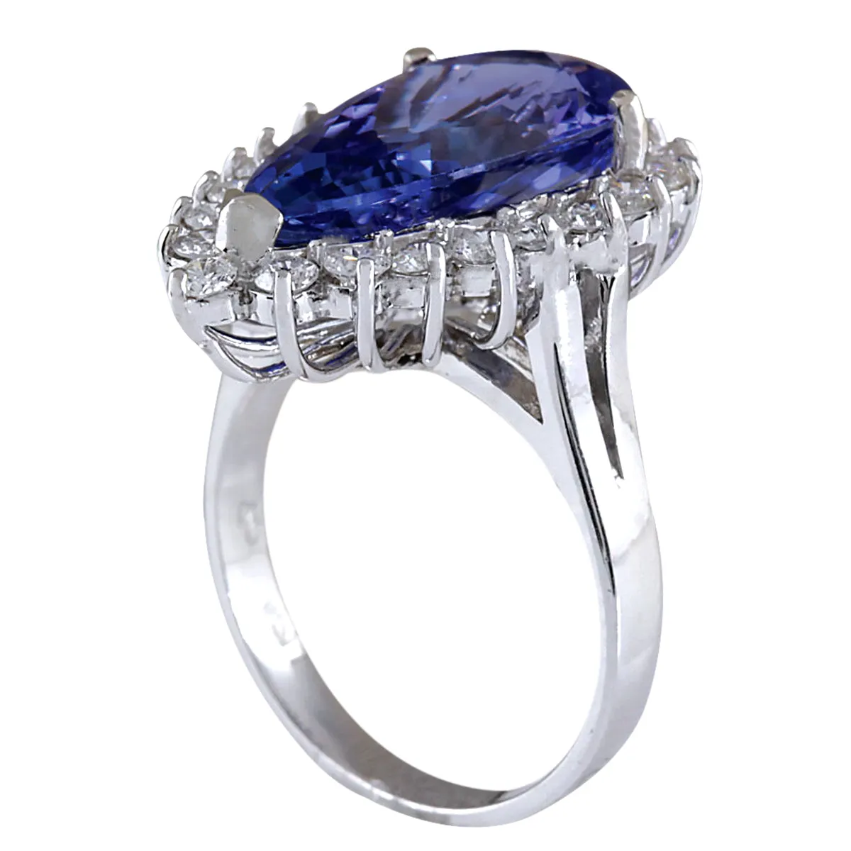 7.26 Carat Natural Tanzanite 14K White Gold Diamond Ring