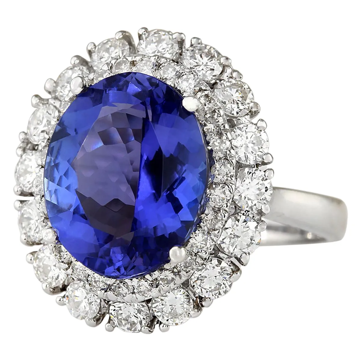 7.38 Carat Natural Tanzanite 14K White Gold Diamond Ring