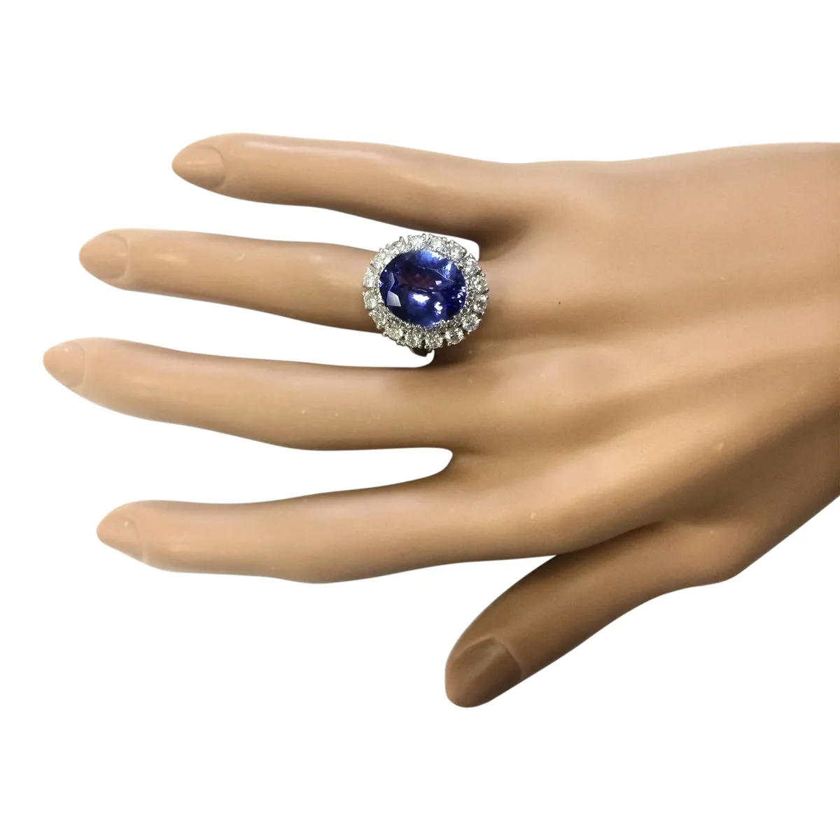 7.38 Carat Natural Tanzanite 14K White Gold Diamond Ring