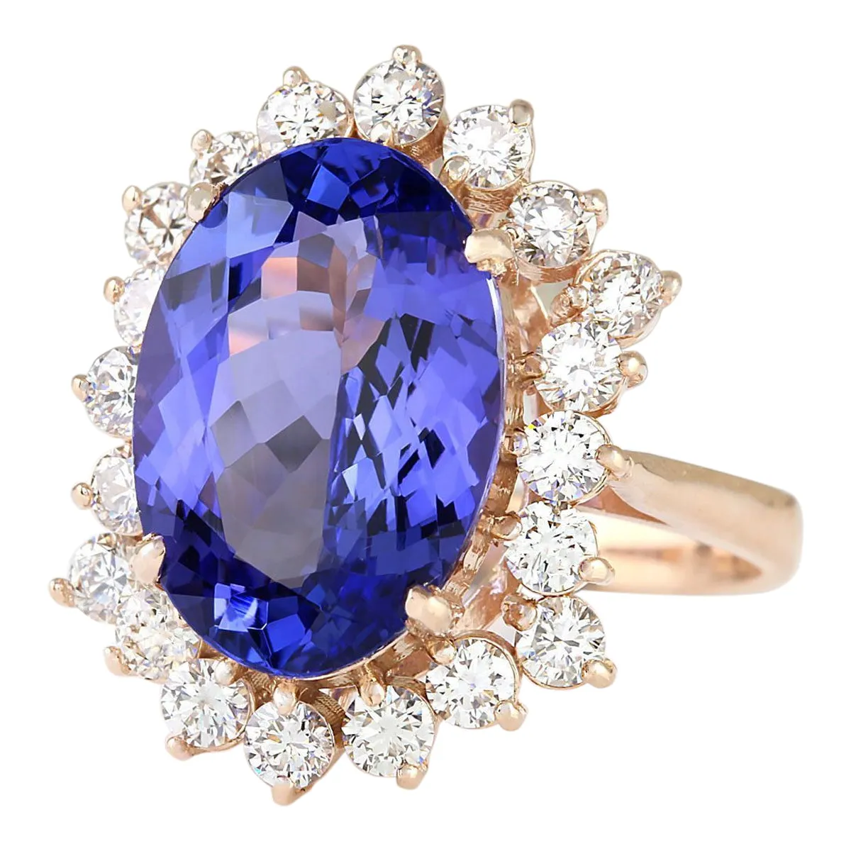 7.50 Carat Natural Tanzanite 14K Rose Gold Diamond Ring