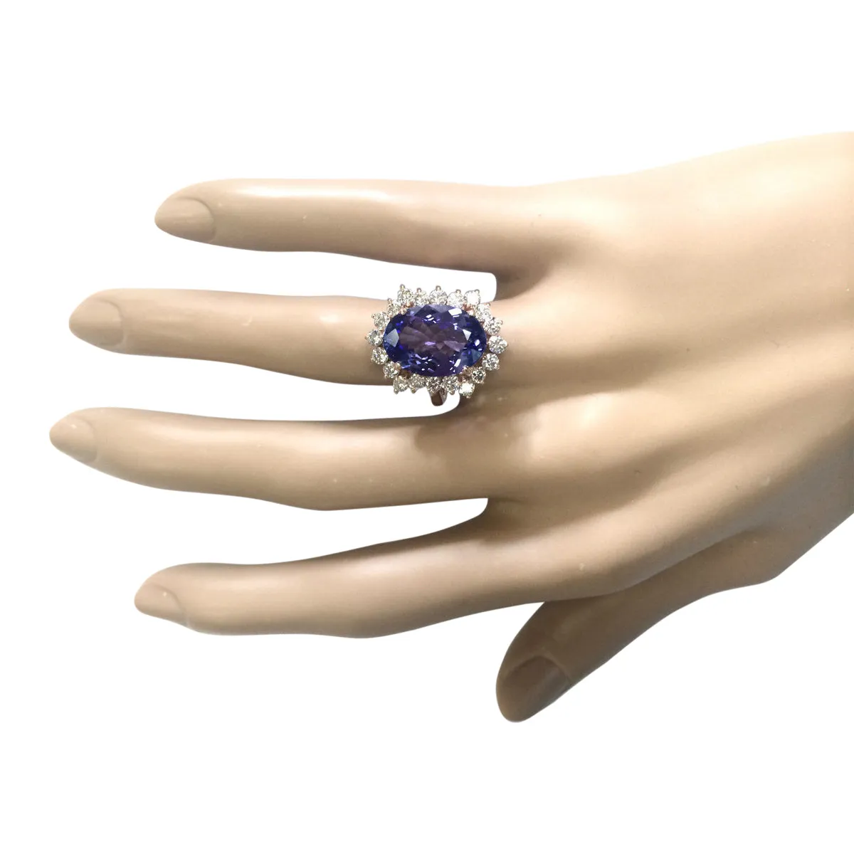 7.50 Carat Natural Tanzanite 14K Rose Gold Diamond Ring