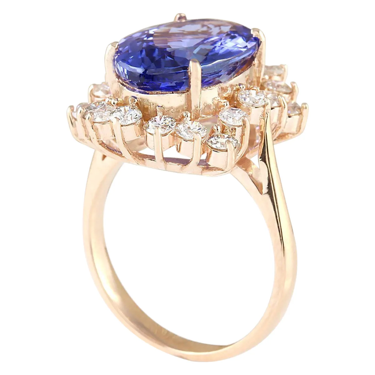 7.50 Carat Natural Tanzanite 14K Rose Gold Diamond Ring