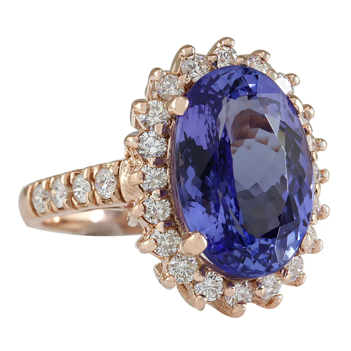 7.66 Carat Natural Tanzanite 14K Rose Gold Diamond Ring