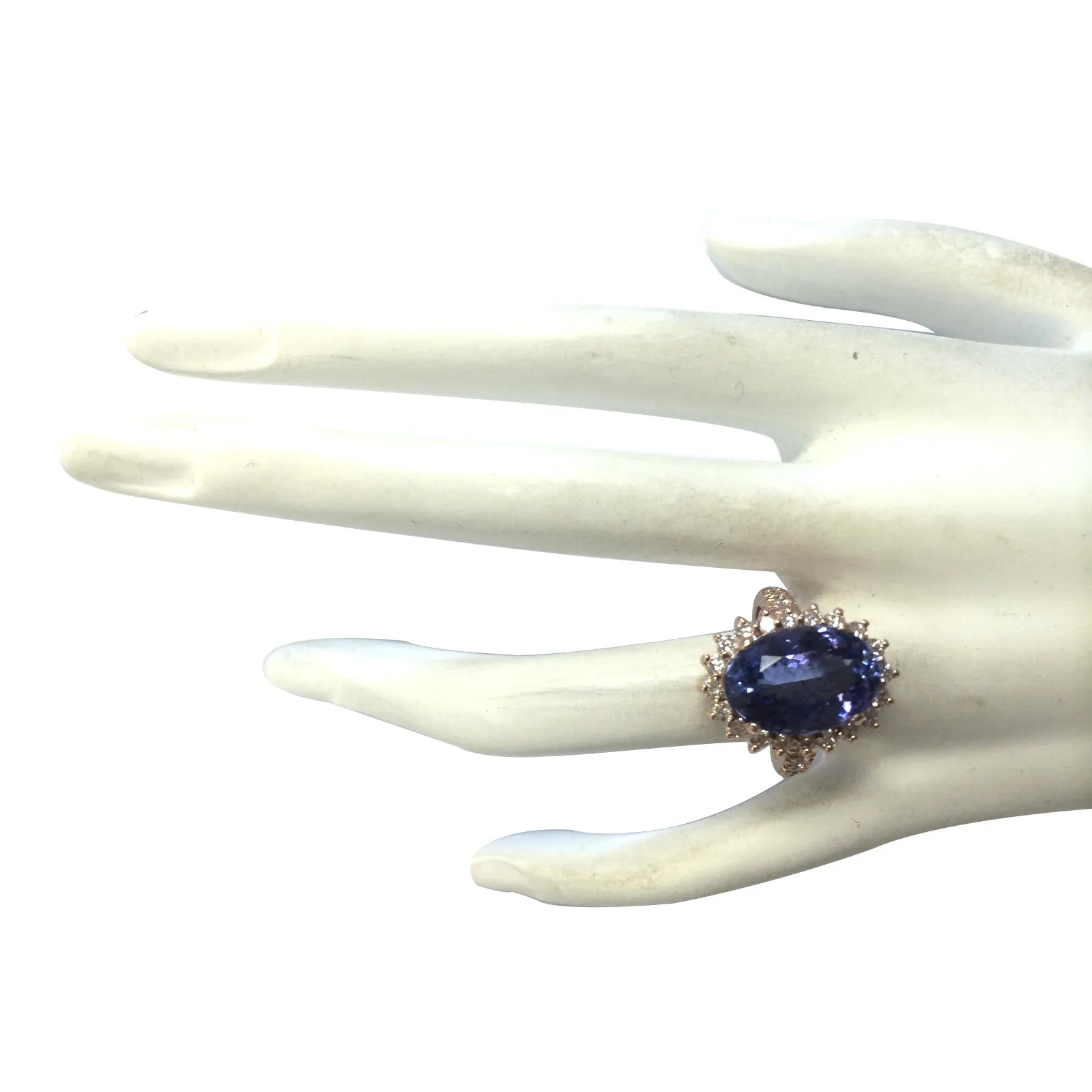 7.66 Carat Natural Tanzanite 14K Rose Gold Diamond Ring
