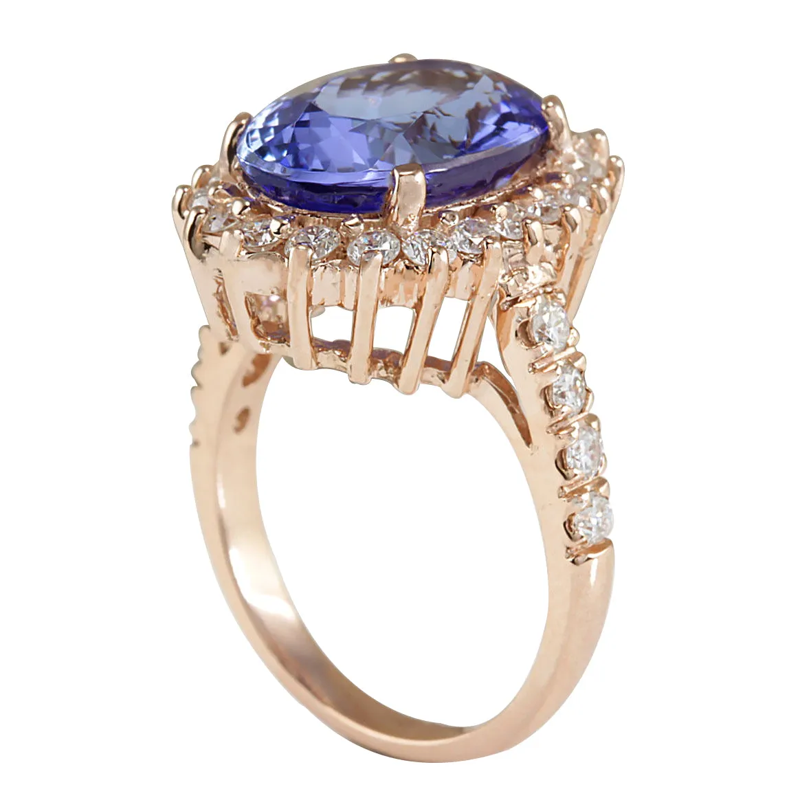 7.66 Carat Natural Tanzanite 14K Rose Gold Diamond Ring