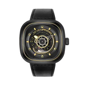 7Friday Black Leather Strap Black Dial Automatic Watch for Gents - P2B/02-C196