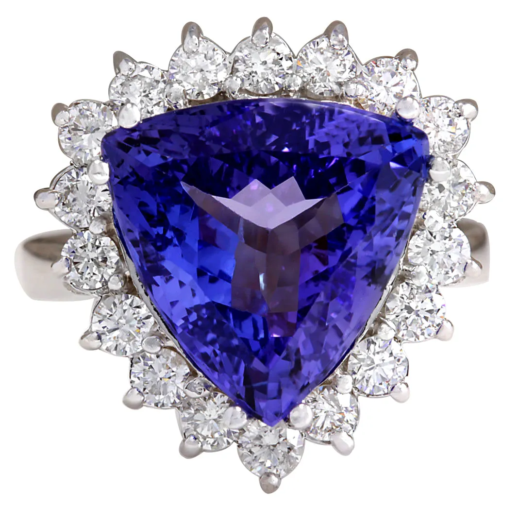 8.12 Carat Natural Tanzanite 14K White Gold Diamond Ring