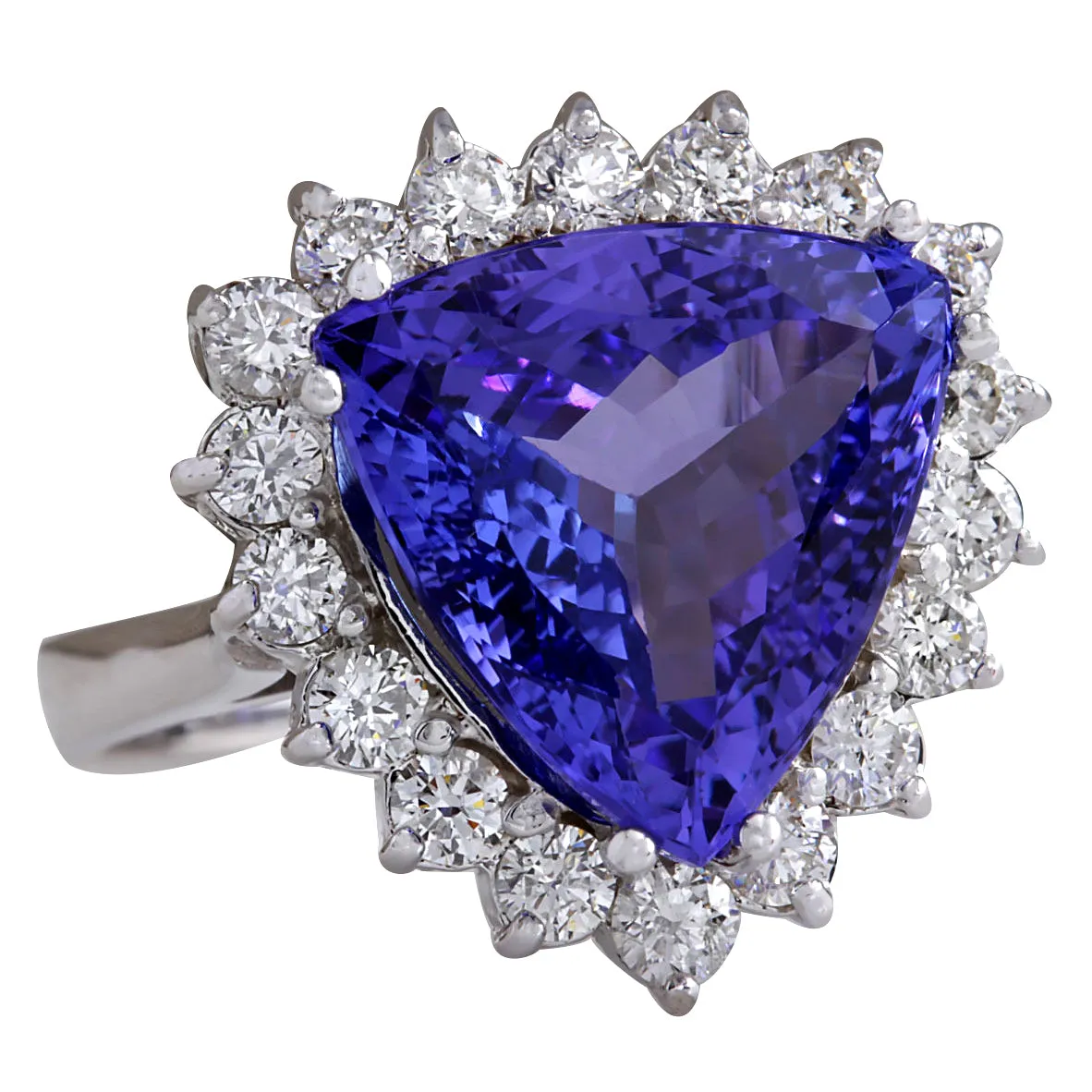 8.12 Carat Natural Tanzanite 14K White Gold Diamond Ring