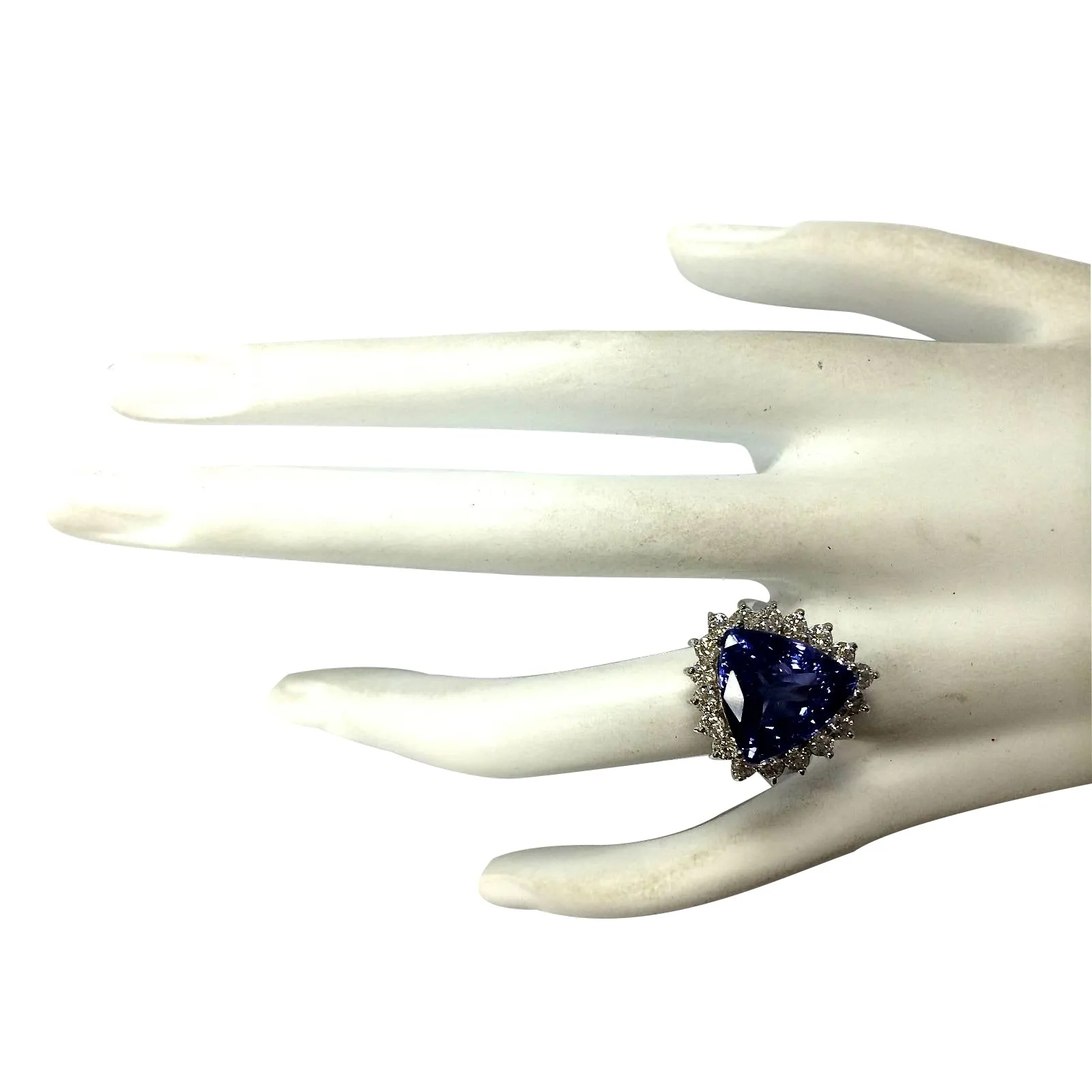 8.12 Carat Natural Tanzanite 14K White Gold Diamond Ring