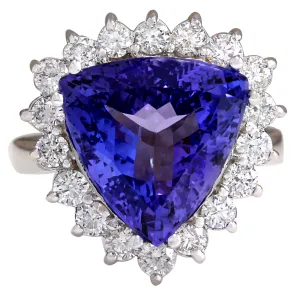 8.12 Carat Natural Tanzanite 14K White Gold Diamond Ring