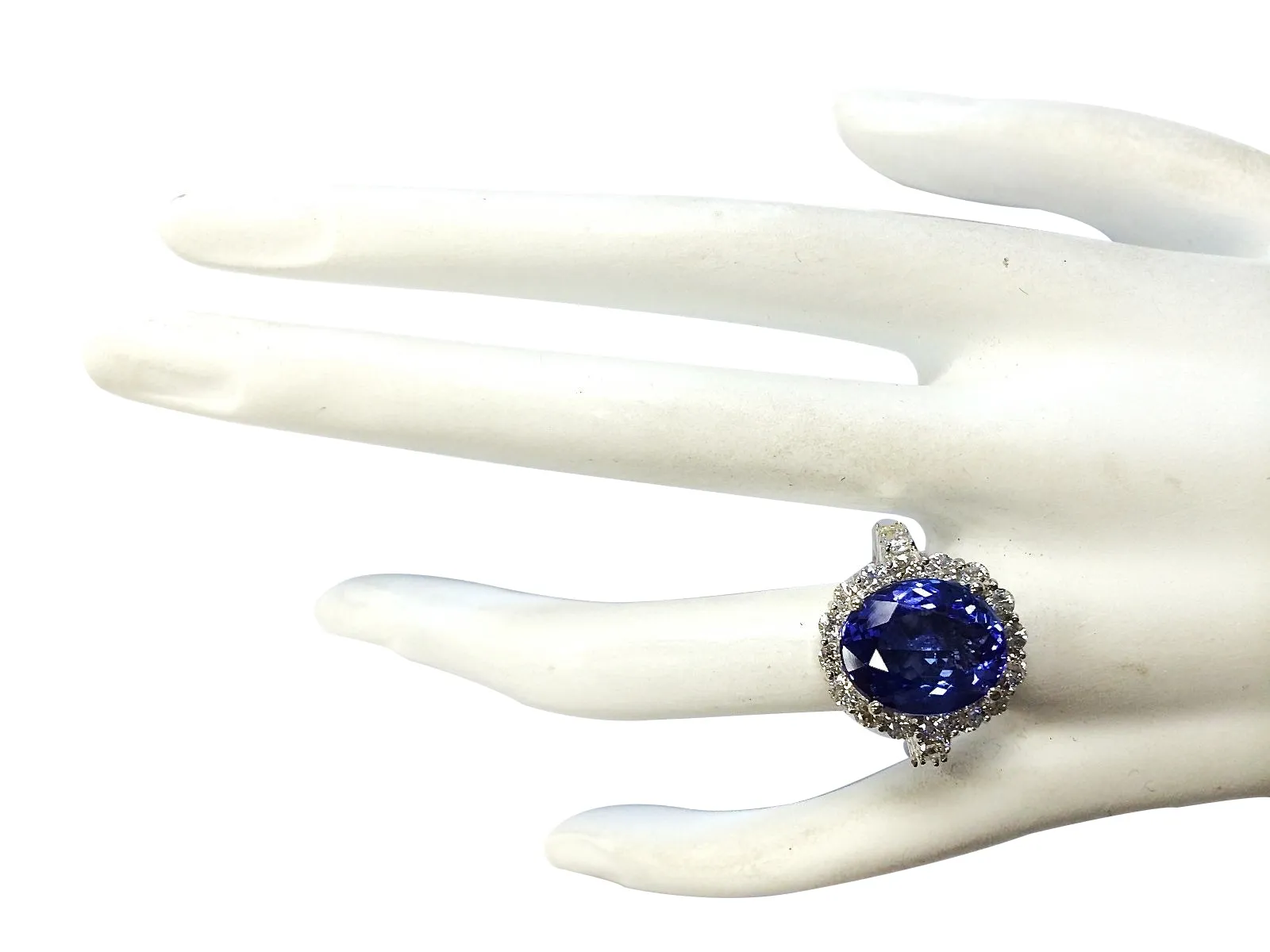 8.15 Carat Natural Tanzanite 14K White Gold Diamond Ring